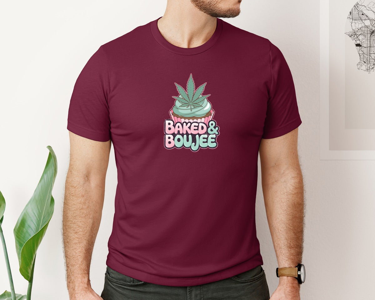 brand:Bella Canvas|color:Heather Maroon|Baked Boujee Funny 4 Graphic T-Shirt
