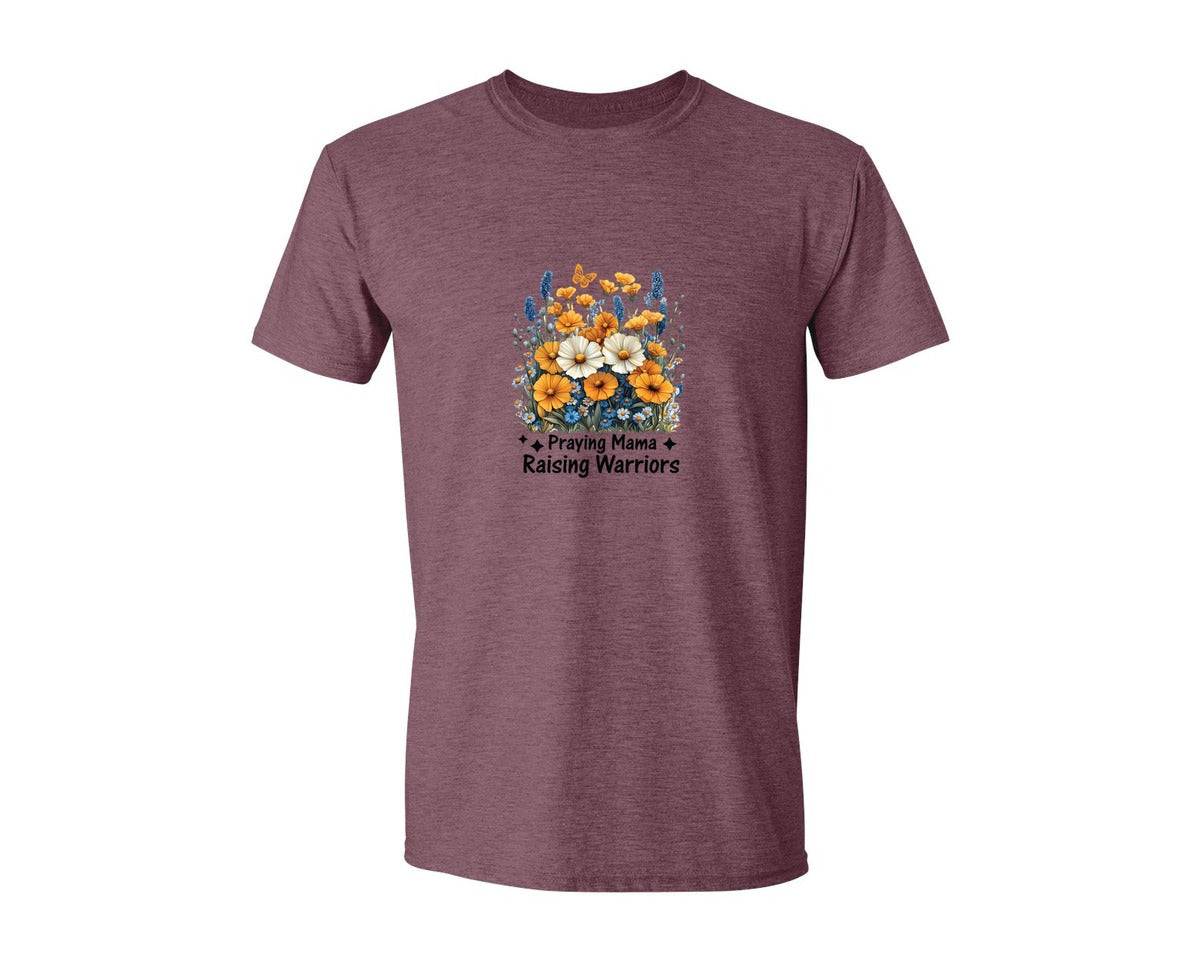 brand:Generic|color:Heather Maroon|Praying Mama Boho Floral Mama 2 Graphic T-Shirt