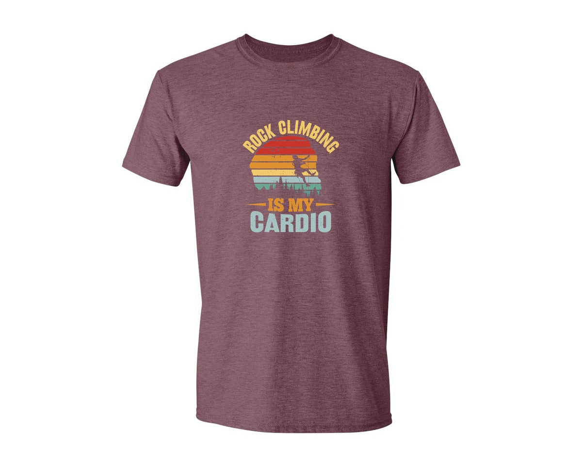 brand:Generic|color:Heather Maroon|Rock Climbing Graphic Graphic T-Shirt