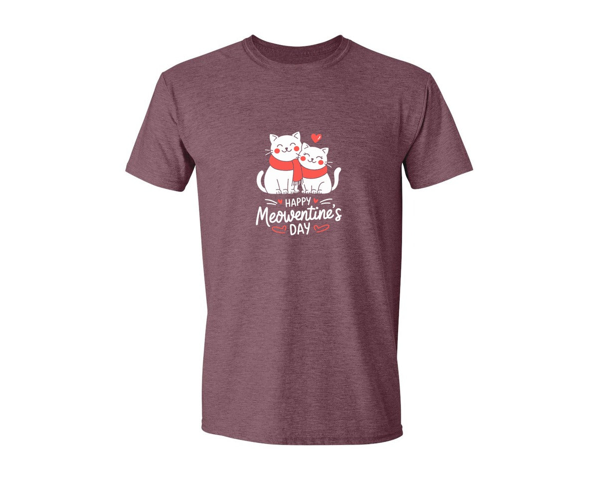 brand:Generic|color:Heather Maroon|Happy Meowentines Day T Shirt Design 2 Graphic T-Shirt