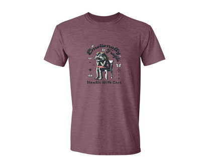 brand:Generic|color:Heather Maroon|Frog Woman With Tears Emotionally Shirt Graphic T-Shirt