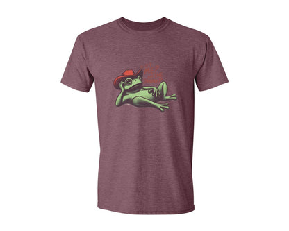 brand:Generic|color:Heather Maroon|Drama Frog Funny Cowboy Aesthetic Graphic T-Shirt