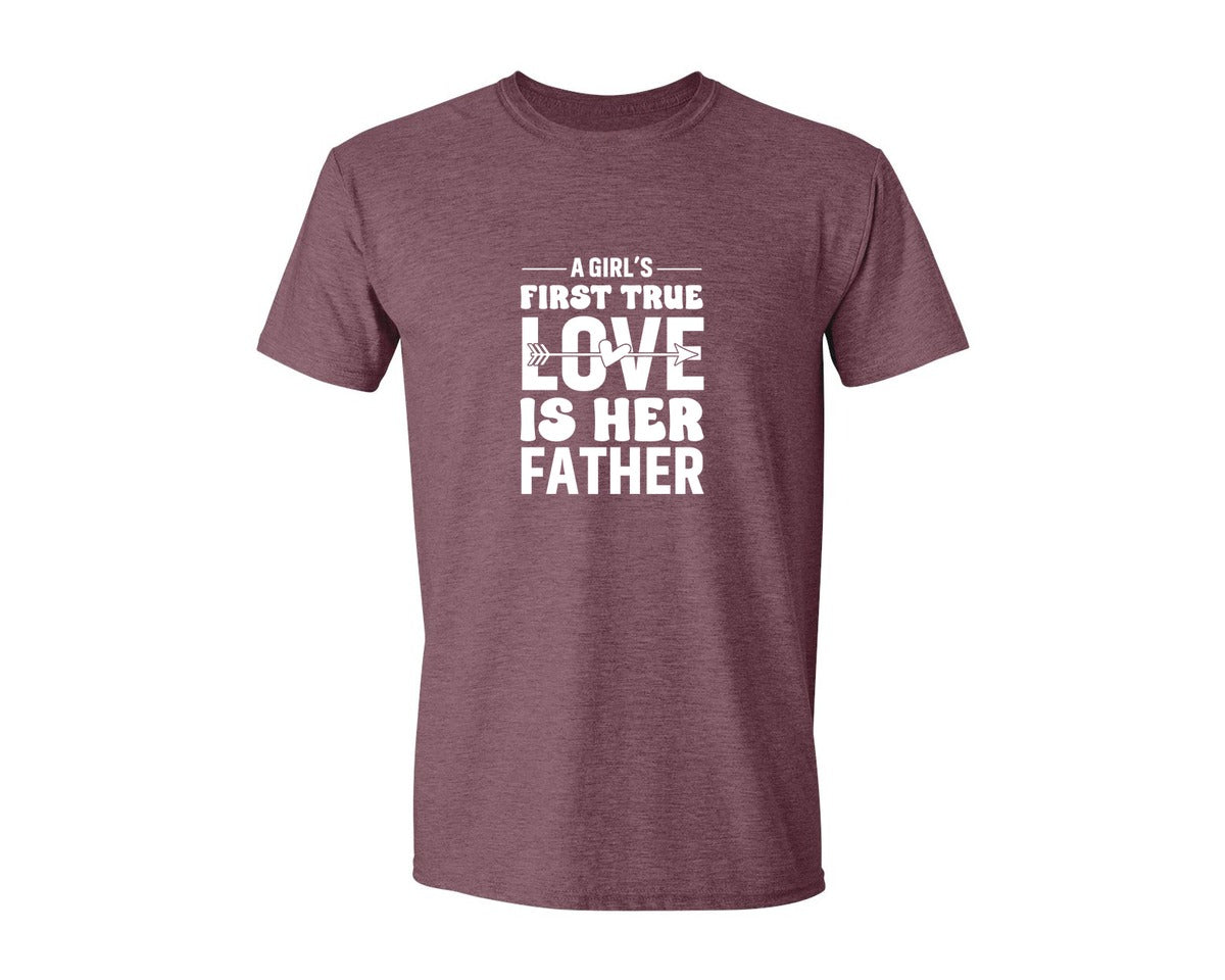 brand:Generic|color:Heather Maroon|First True Love Girls Dad Graphic T-Shirt