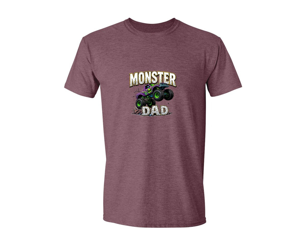 brand:Generic|color:Heather Maroon|Fathers Day Monster Truck T Shirtdesign Graphic T-Shirt
