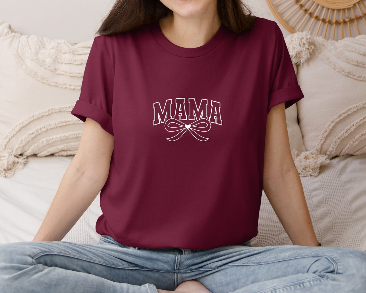 brand:Bella Canvas|color:Heather Maroon|Mama Lightning Bolt Mama 7 Graphic T-Shirt