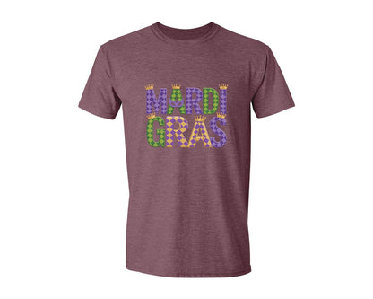 brand:Generic|color:Heather Maroon|Mardi Gras Festive Des Graphic T-Shirt