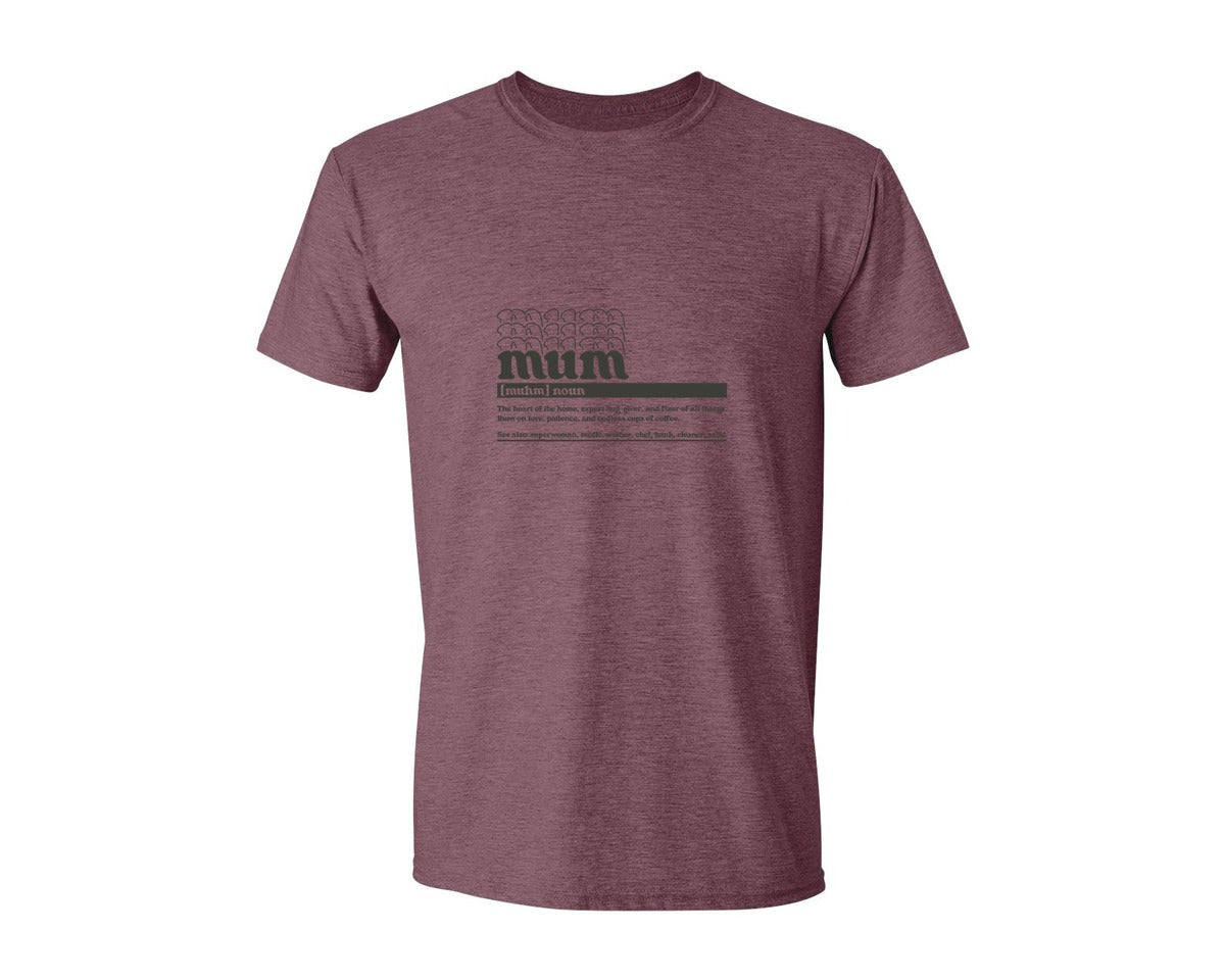 brand:Generic|color:Heather Maroon|Mother Mum Funny Definition Graphic T-Shirt