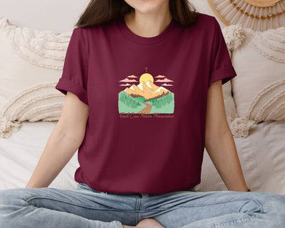 brand:Bella Canvas|color:Heather Maroon|Faith Can Move Mountains Christian Quote 2 Graphic T-Shirt