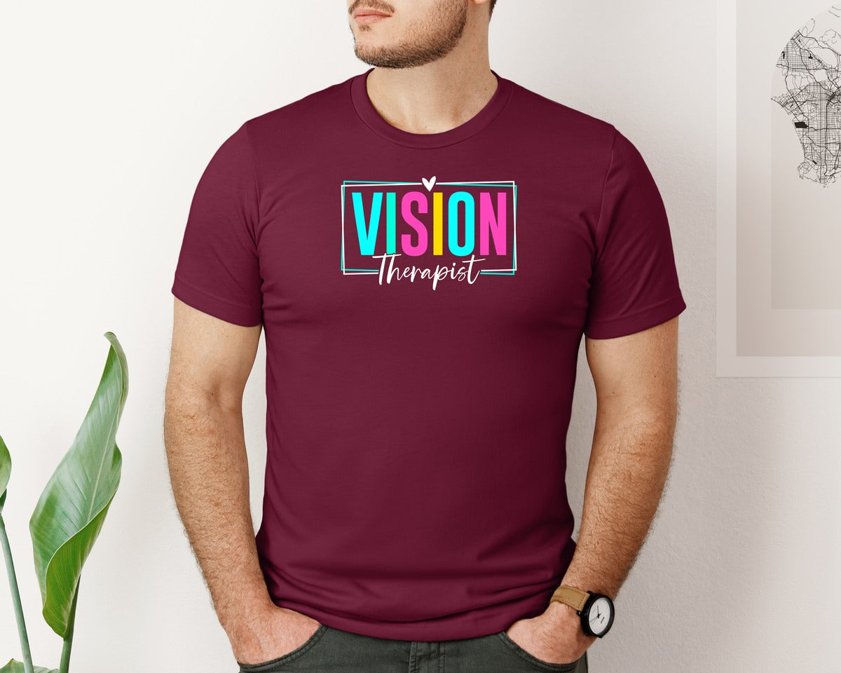 brand:Bella Canvas|color:Heather Maroon|Vision Therapist Therapy Career T Shirt Graphic T-Shirt