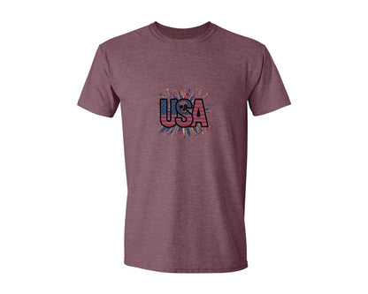 brand:Generic|color:Heather Maroon|Usa Skull Fireworks 4Th Of July T Shirt 2 Graphic T-Shirt