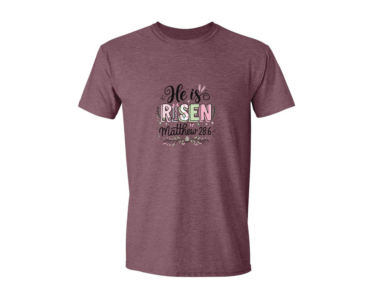 brand:Generic|color:Heather Maroon|Religious Easter Graphic T-Shirt