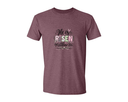 brand:Generic|color:Heather Maroon|Religious Easter Graphic T-Shirt