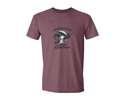 brand:Generic|color:Heather Maroon|Ive Survived Too Many Storms Cat Shirt Graphic T-Shirt