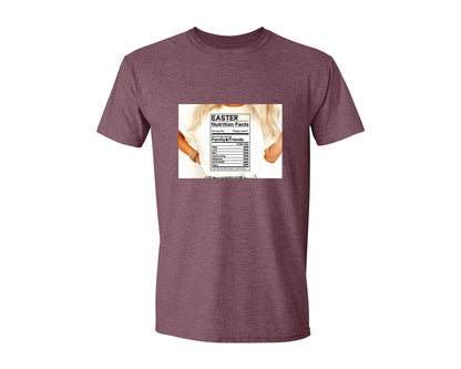 brand:Generic|color:Heather Maroon|Easter Nutrition Facts Easter 2 Graphic T-Shirt