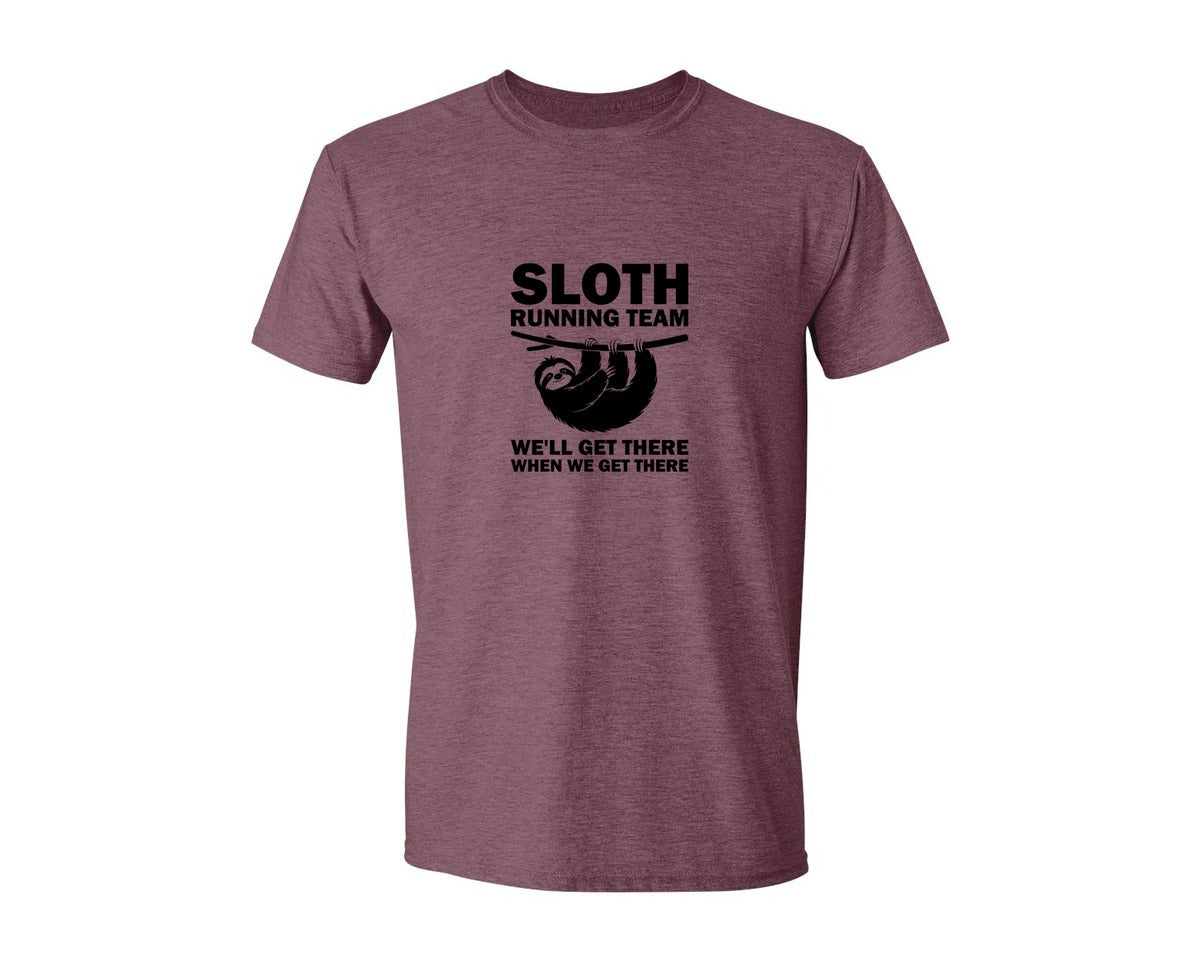 brand:Generic|color:Heather Maroon|Sloth Running Team T Shirt 2 Graphic T-Shirt