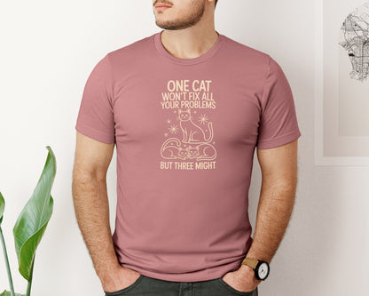 brand:Bella Canvas|color:Heather Mauve|One Cat Wont Fix All Your Problems Graphic T-Shirt