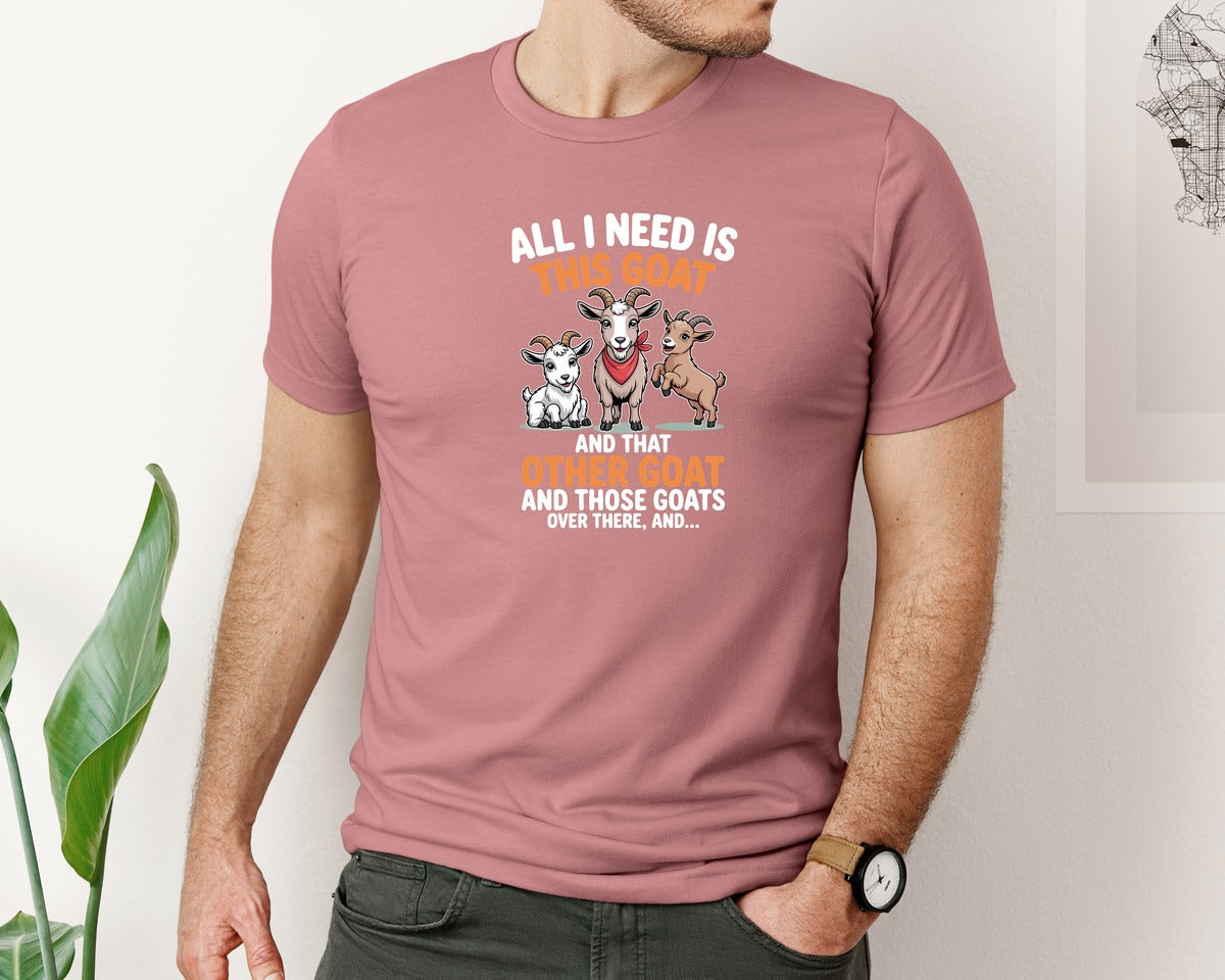brand:Bella Canvas|color:Heather Mauve|Funny Goat Lover T Shirt Design 6 Graphic T-Shirt