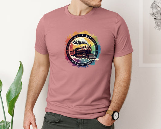 Just A Boy Who Loves Trains Graphic T-Shirt