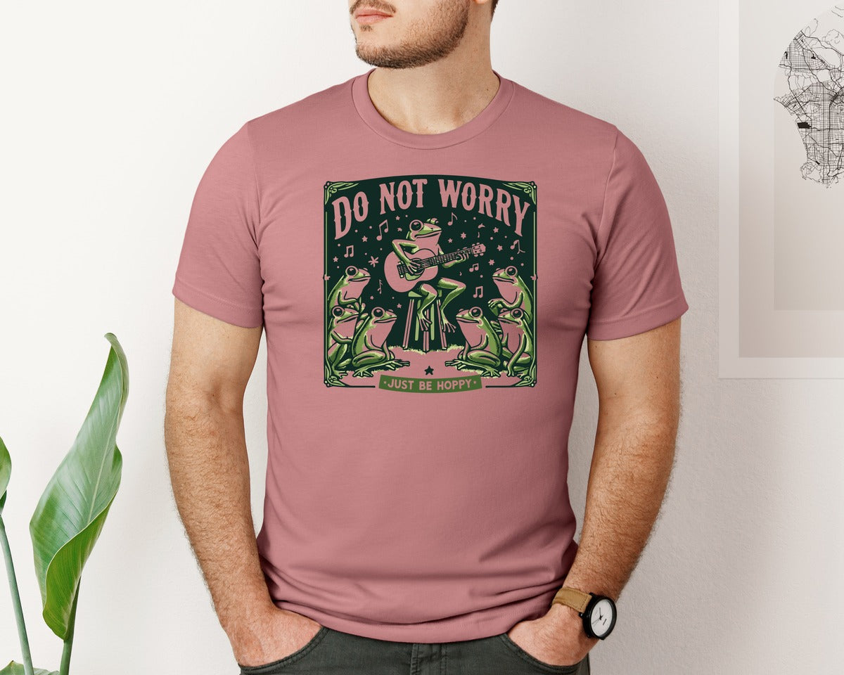 brand:Bella Canvas|color:Heather Mauve|Trendy Vintage Retro Frog Vintage Graphic T-Shirt