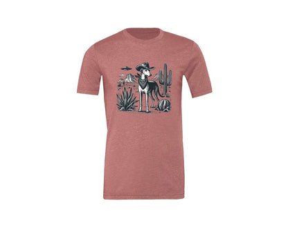brand:Generic|color:Heather Mauve|Greyhound Ufo Western Cowboy Shirt Graphic T-Shirt