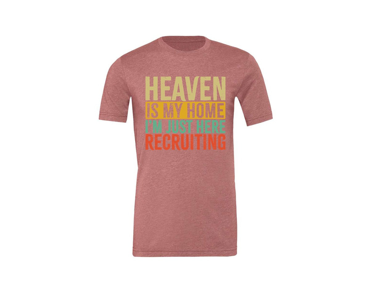 brand:Generic|color:Heather Mauve|Heaven Is My Home Christian Religious 2 Graphic T-Shirt