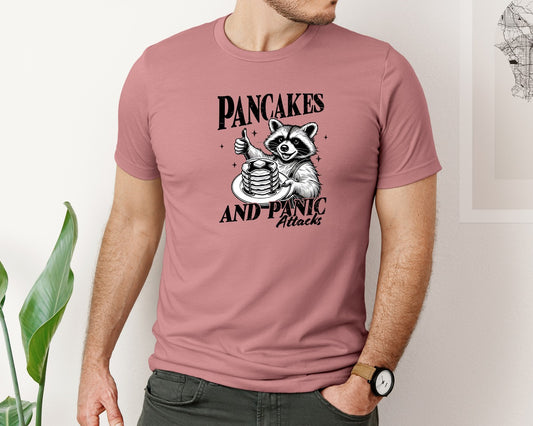 Mental Health Raccoon Pancakes And Panic Graphic T-Shirt