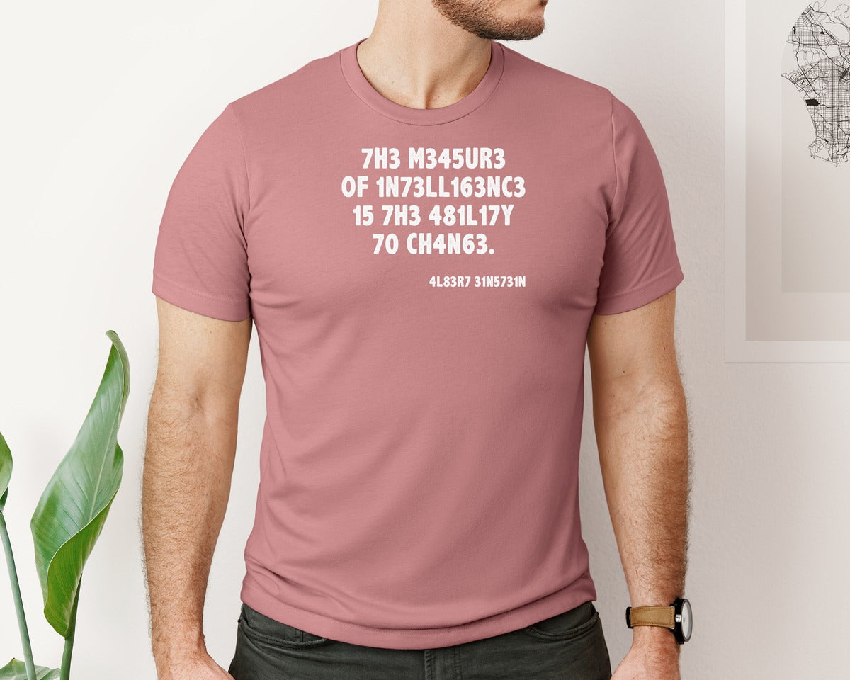 brand:Bella Canvas|color:Heather Mauve|Einstein The Measure Of Intelligence Graphic T-Shirt