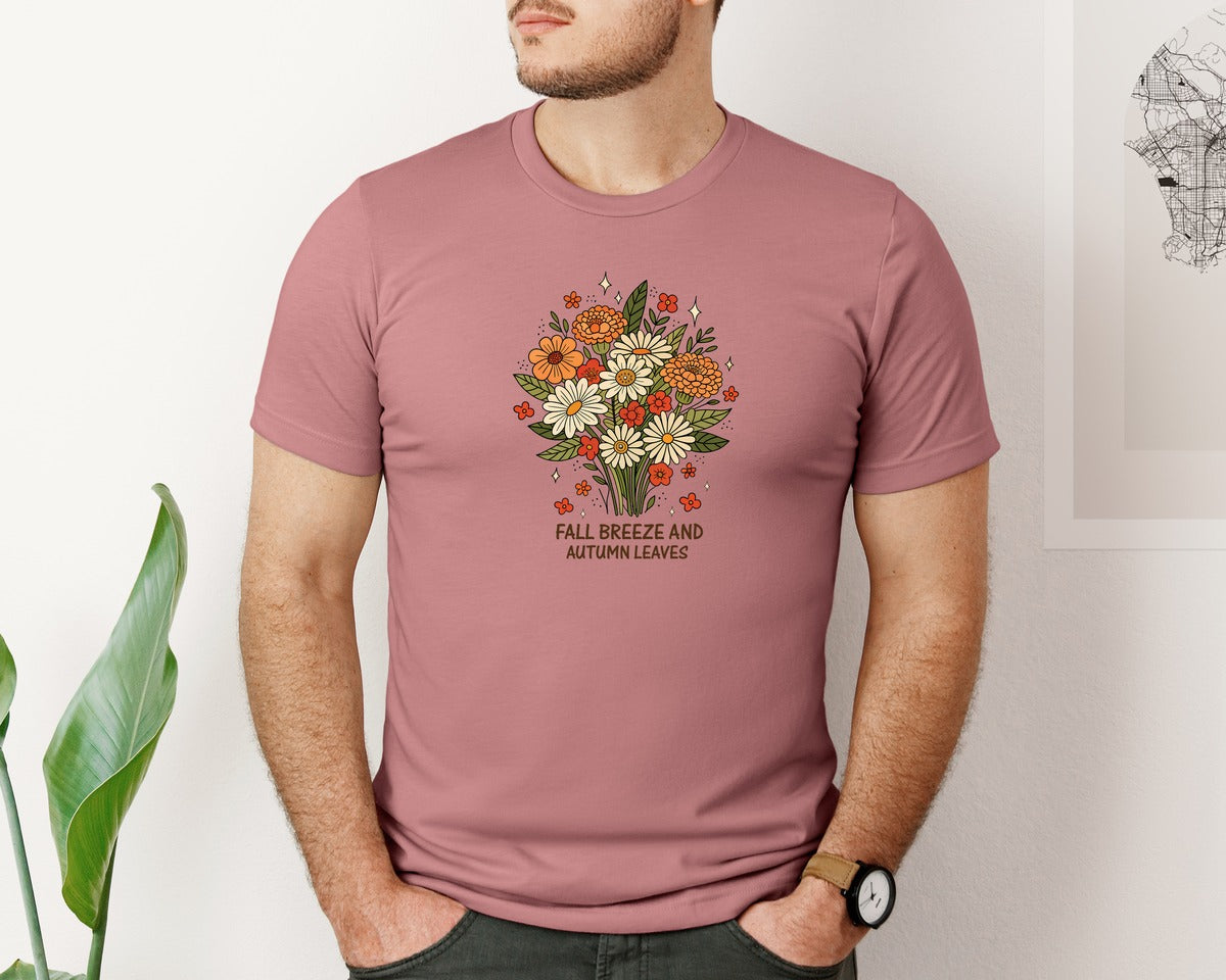 brand:Bella Canvas|color:Heather Mauve|Fall Breeze And Autumn Leaves 13 Graphic T-Shirt
