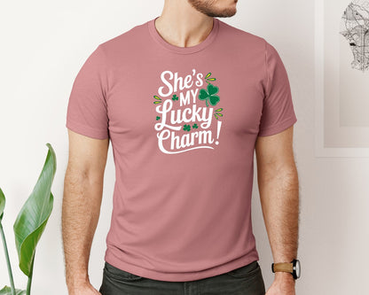 brand:Bella Canvas|color:Heather Mauve|Shes My Lucky Charm St Patricks Day 2 Graphic T-Shirt