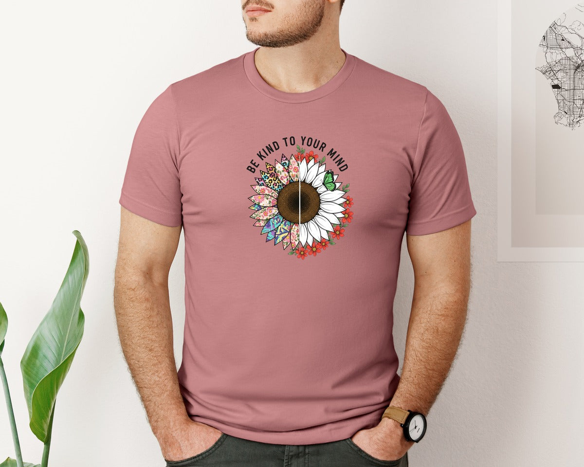brand:Bella Canvas|color:Heather Mauve|Be Kind To Your Mind Motivation 3 Graphic T-Shirt