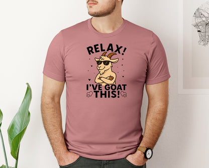 brand:Bella Canvas|color:Heather Mauve|Funny Goat Cartoon Animal T Shirt Graphic T-Shirt