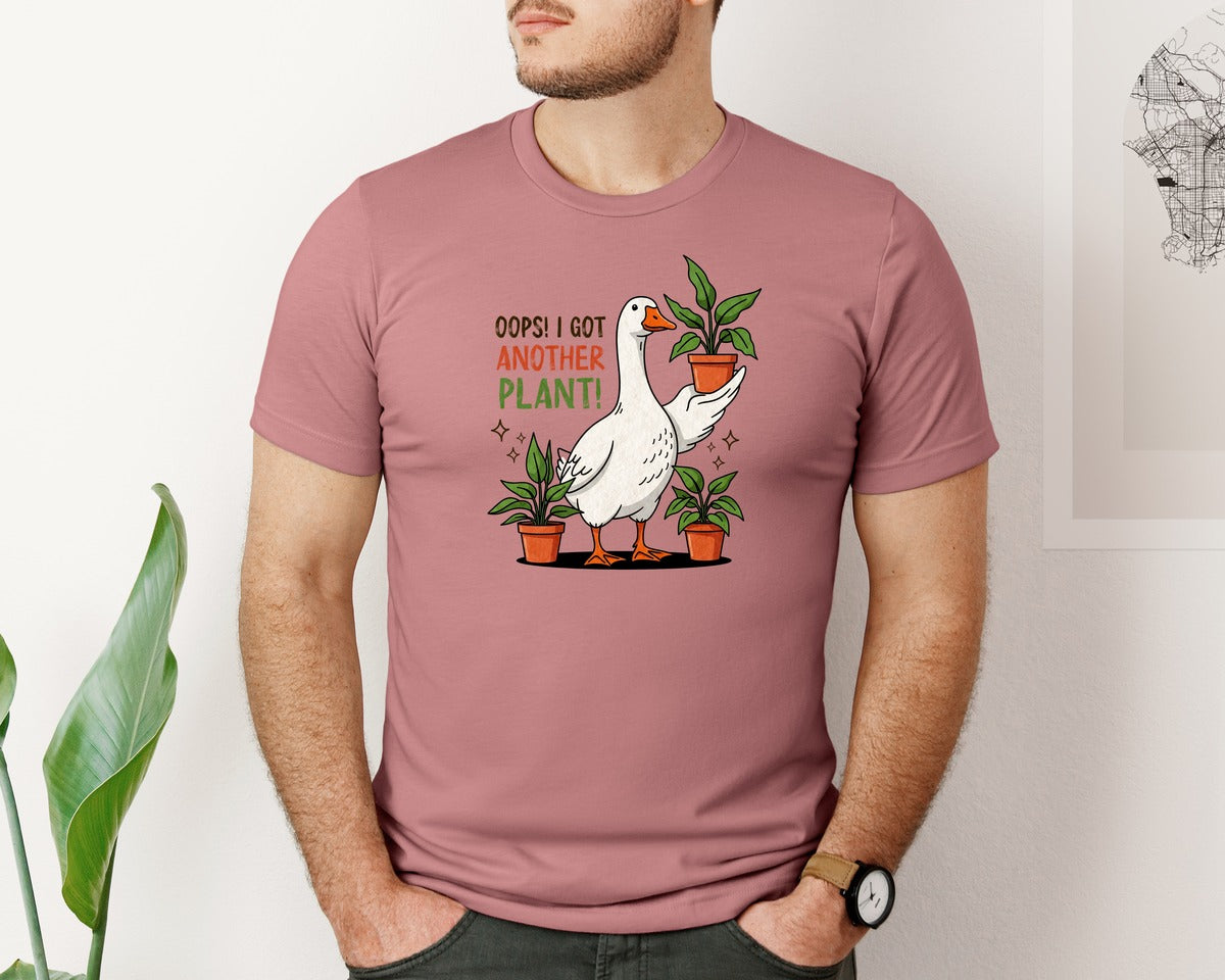 brand:Bella Canvas|color:Heather Mauve|Oops I Got Another Plant Cute Duck Graphic T-Shirt