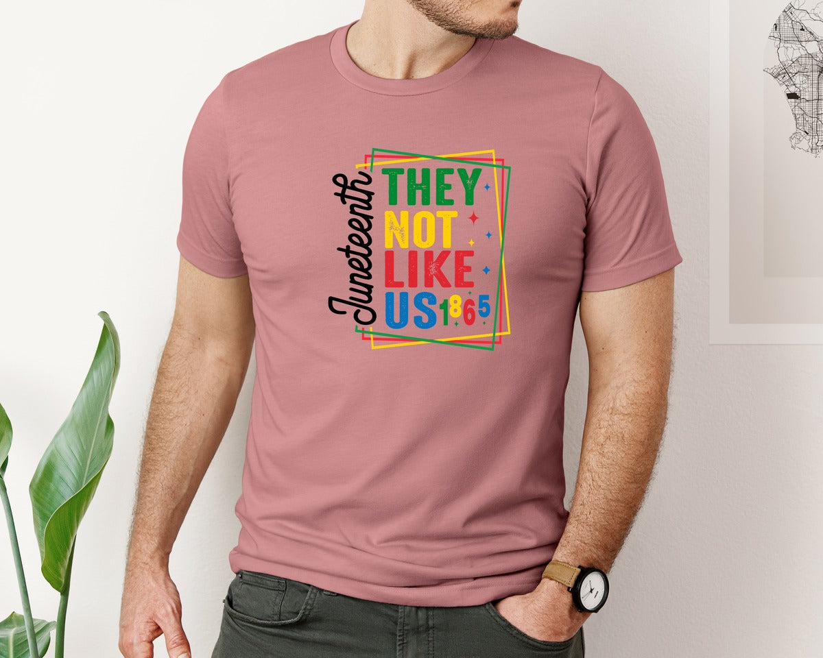 brand:Bella Canvas|color:Heather Mauve|They Not Like Us Juneteenth Graphic T-Shirt