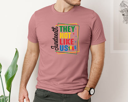 brand:Bella Canvas|color:Heather Mauve|They Not Like Us Juneteenth Graphic T-Shirt