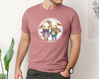 brand:Bella Canvas|color:Heather Mauve|Couple Animals Round Tshirt 37 Graphic T-Shirt