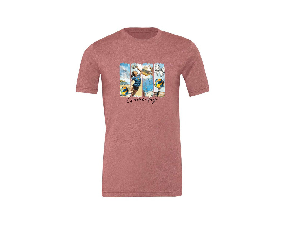 brand:Generic|color:Heather Mauve|Volleyball Game Day 3 Graphic T-Shirt
