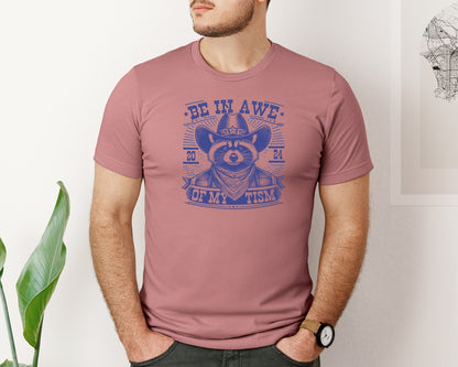 brand:Bella Canvas|color:Heather Mauve|Raccoons Cowboy Be In Awe Of My Tism Graphic T-Shirt