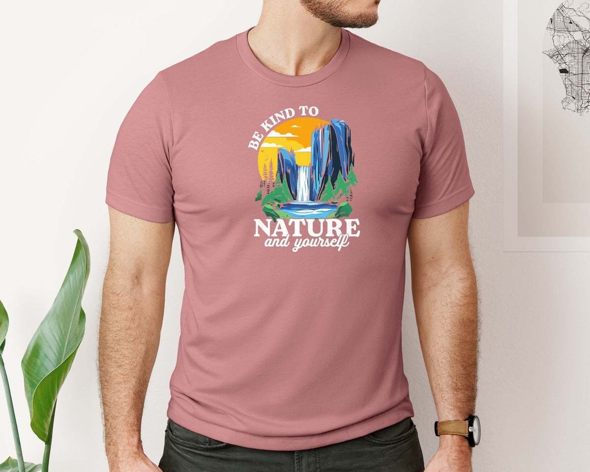 brand:Bella Canvas|color:Heather Mauve|Be Kind To Nature And Yourself Graphic T-Shirt