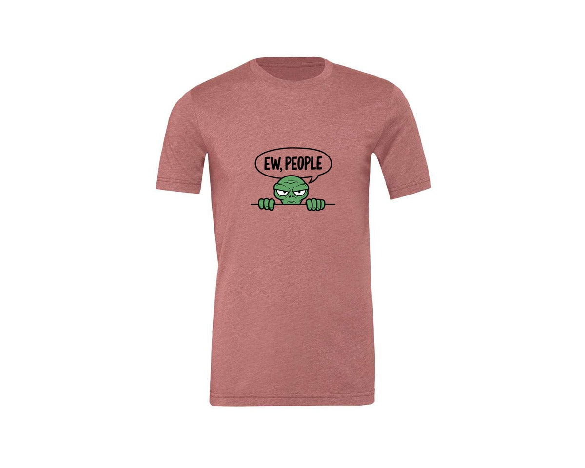 brand:Generic|color:Heather Mauve|Ew People Alien Ufo T Shirt Design Graphic T-Shirt