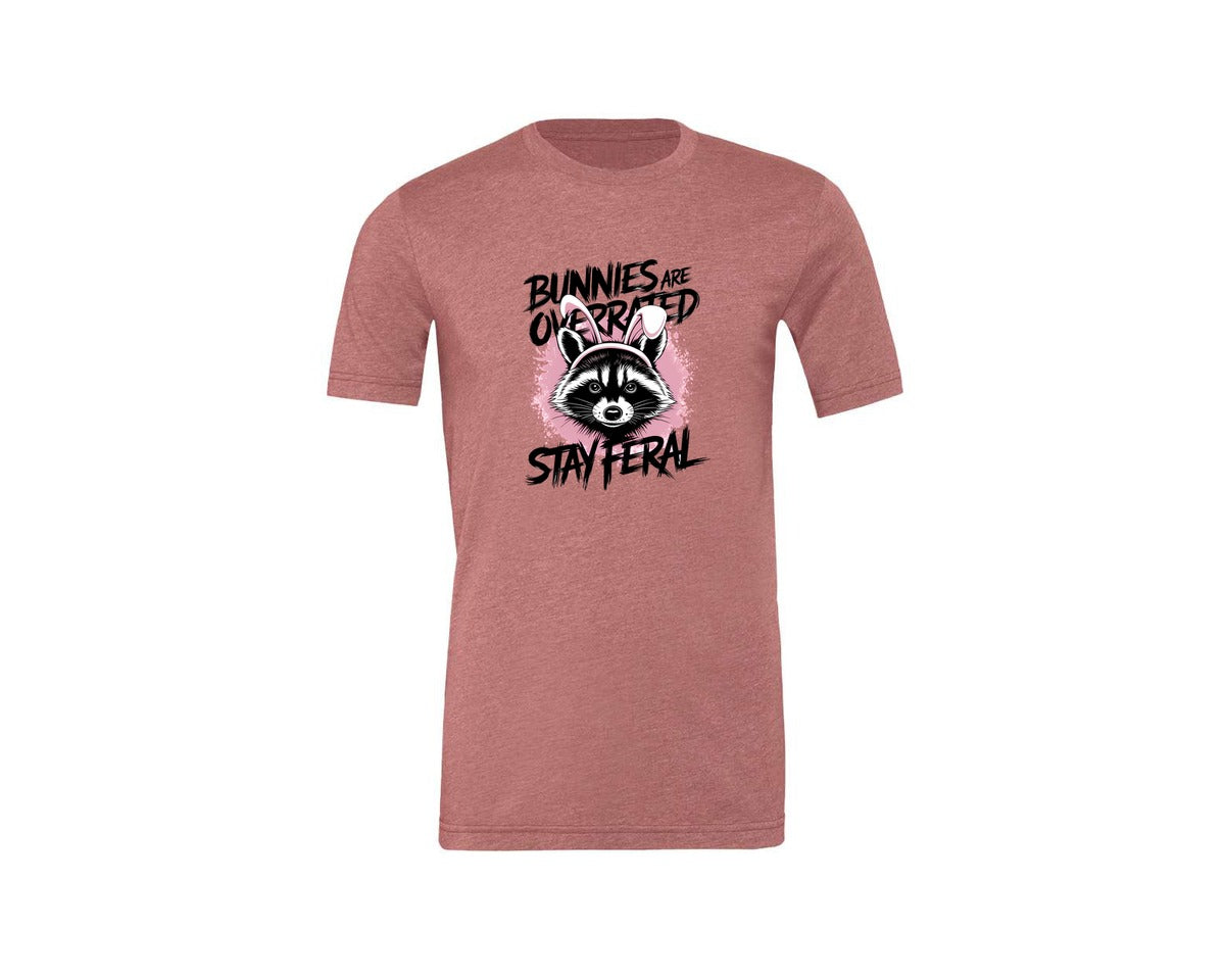 brand:Generic|color:Heather Mauve|Bunnies Are Overrated Stay Feral 2 Graphic T-Shirt