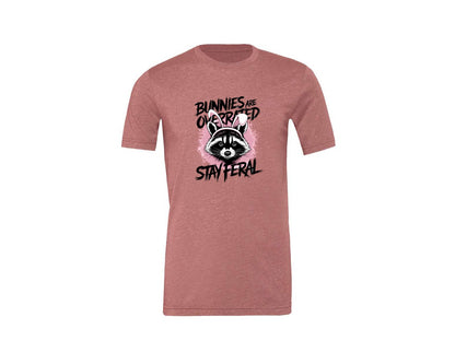 brand:Generic|color:Heather Mauve|Bunnies Are Overrated Stay Feral 2 Graphic T-Shirt