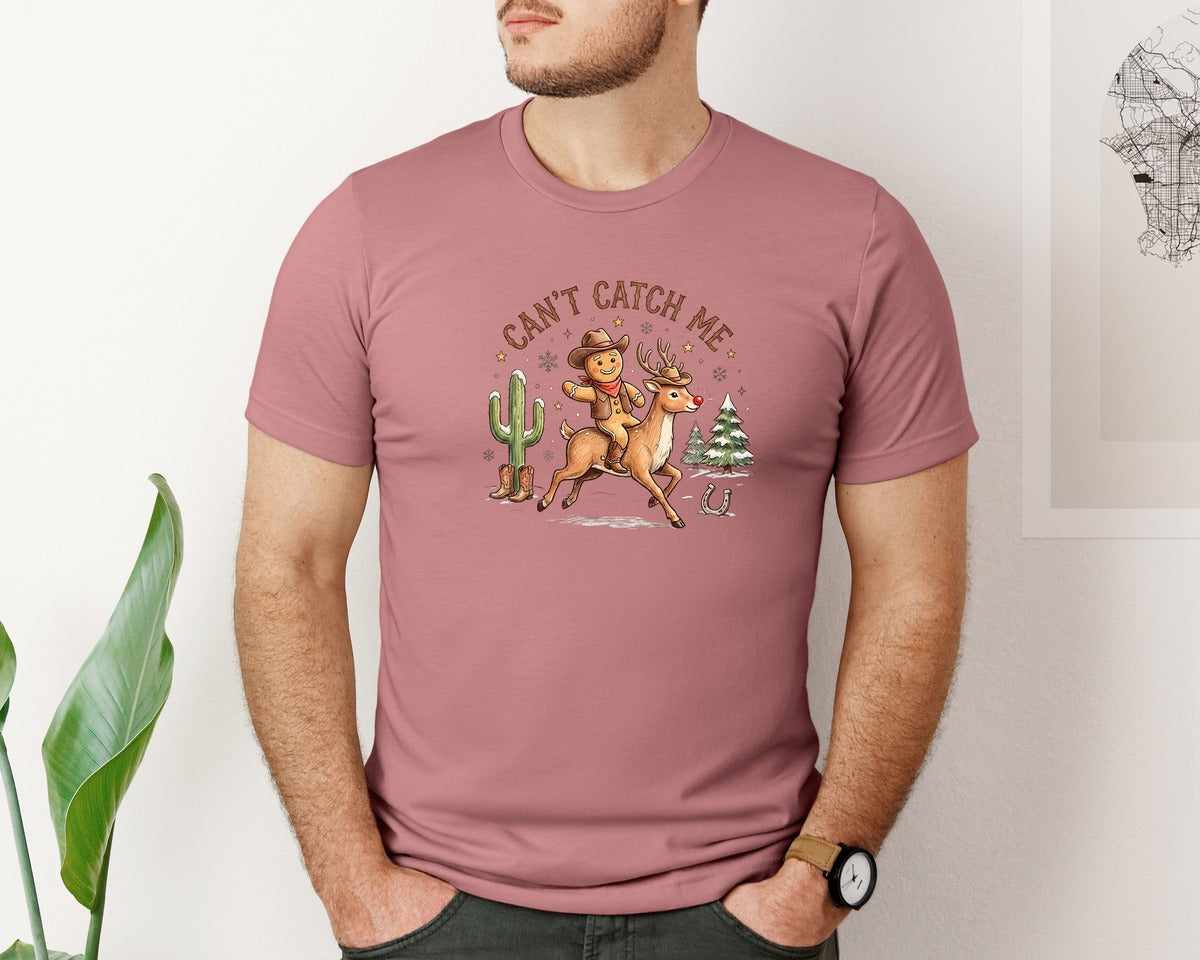 brand:Bella Canvas|color:Heather Mauve|Cowboy Gingerbread Man Western Graphic T-Shirt