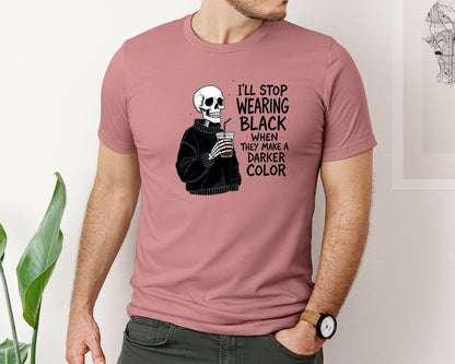 brand:Bella Canvas|color:Heather Mauve|Skeleton Trendy Mental Health Graphic T-Shirt