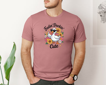 brand:Bella Canvas|color:Heather Mauve|Funny Duck Sarcastic Sarcasm Shirt Graphic T-Shirt