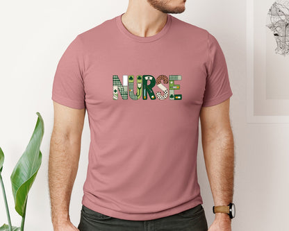brand:Bella Canvas|color:Heather Mauve|Lucky Nurse St Patricks Day 7 Graphic T-Shirt