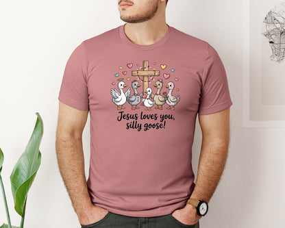brand:Bella Canvas|color:Heather Mauve|Jesus Love You Pngsilly Goose Valentine Graphic T-Shirt