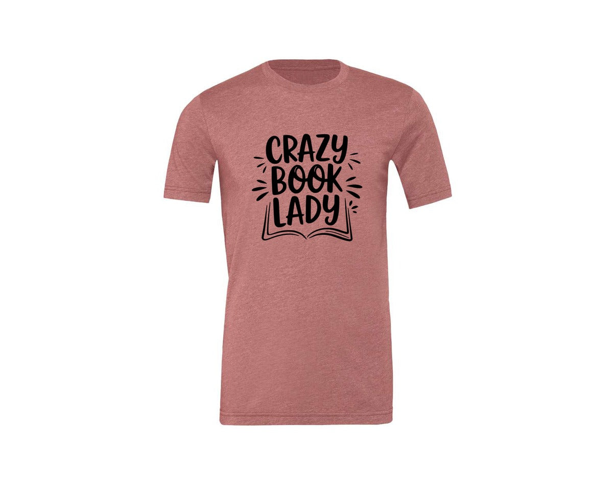 brand:Generic|color:Heather Mauve|Crazy Book Lady T Shirt Design 4 Graphic T-Shirt