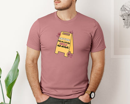 brand:Bella Canvas|color:Heather Mauve|Anxiety Design Mental Health Graphic T-Shirt