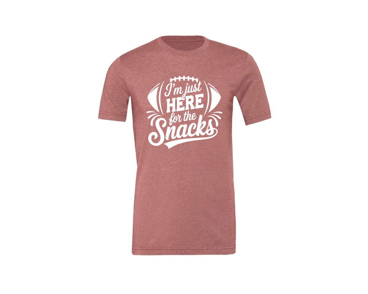 brand:Generic|color:Heather Mauve|Im Just Here For The Snacks Graphic T-Shirt