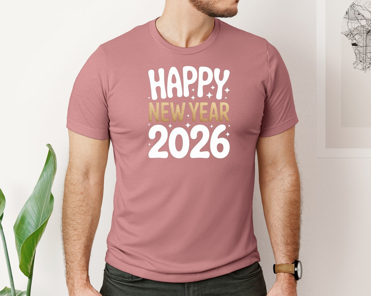 brand:Bella Canvas|color:Heather Mauve|Happy New Year New Year 2026 4 Graphic T-Shirt